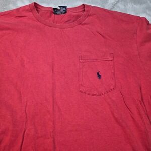 Polo Ralph Lauren Pocket T-Shirt Mens Medium Red Cotton Made in USA Vintage